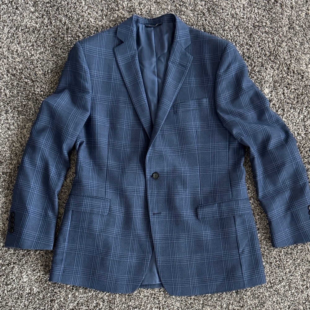 Brooks Brothers men’s sports coat blue checkered 44L Regent Fit wool
